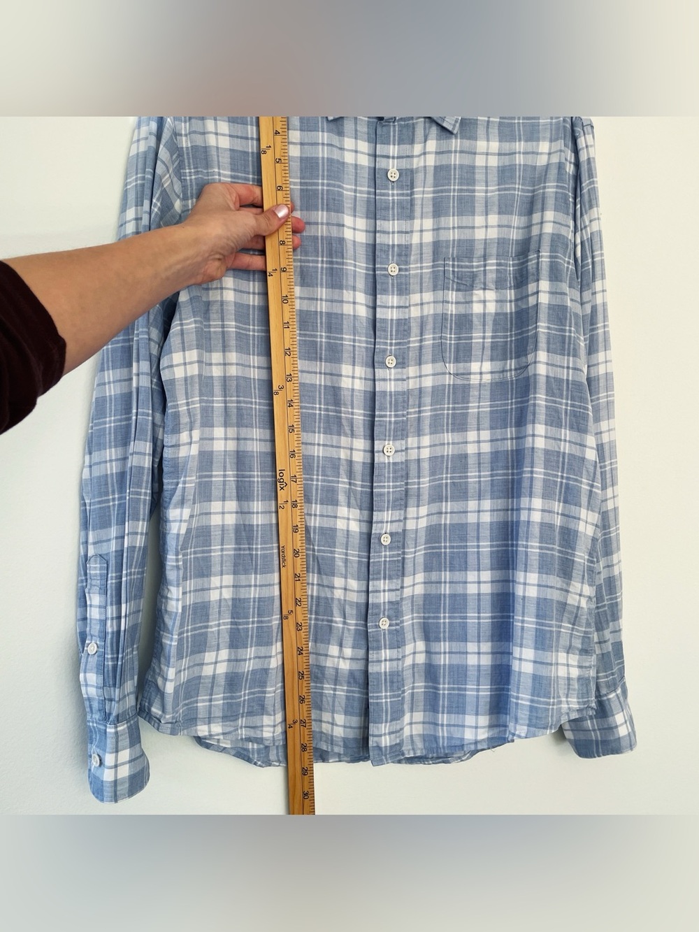 Faherty Plaid Button Up Shirt Ventura Steel Heather Long Sleeve Mens Medium Blue - Picture 8 of 11